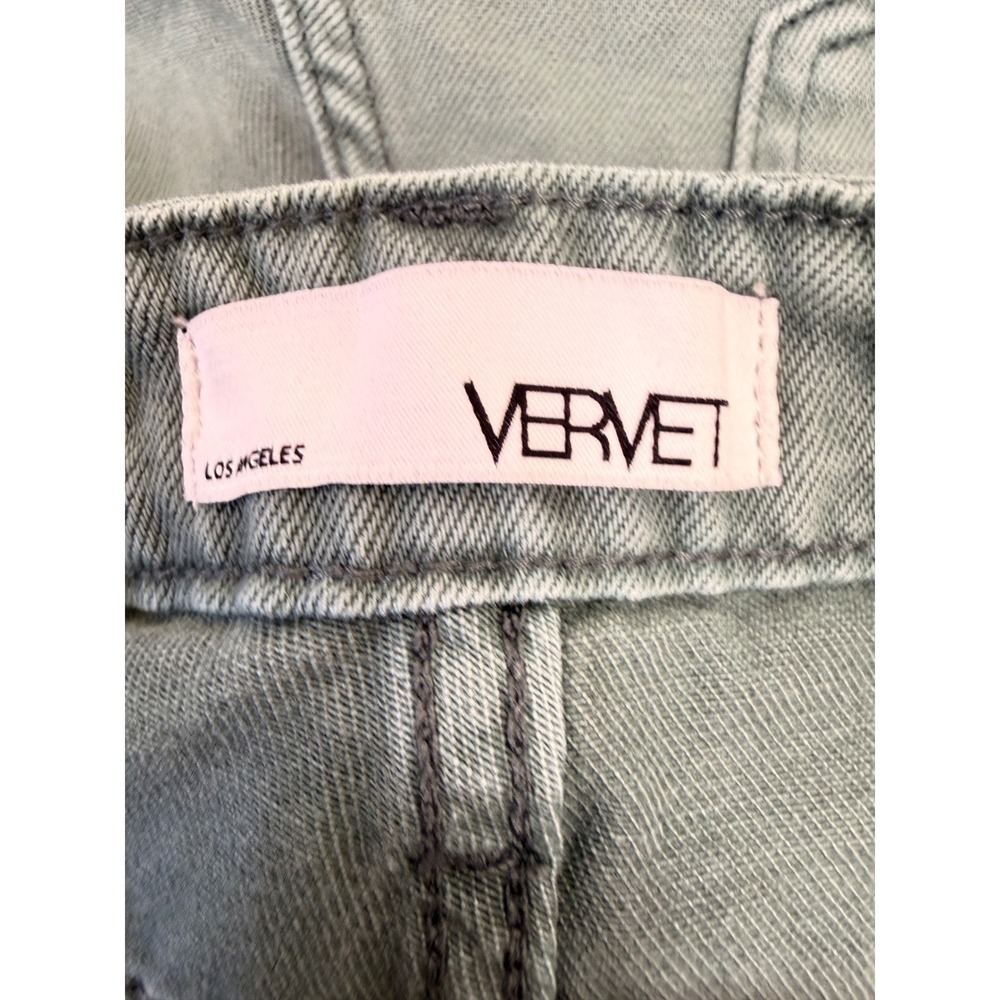 High-Rise Sage Green Distressed Wide Leg Jeans - Picture 10 of 12